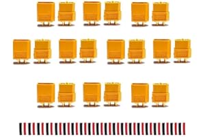 YOUME POWER Amass 10 Coppie XT60 XT-60 connettori Maschio a Proiettile Femmina Spine di Alimentazione con 20 Coppie di Tubo termorestringente per Batteria RC Lipo