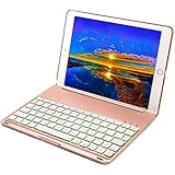 iPad Pro 9.7 Keyboard Case, iEGrow Ultra-Slim iPad Case with 7 Colors LED Backlit Bluetooth Keyboard for 2016 Pro 9.7 Inches Rose Gold (QWERTY, UK)