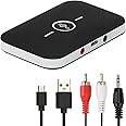 Bluetooth 5.0 Transmitter Receiver, 2-in-1 Wireless Portable Stereo Audio Adapter, 3.5mm AUX RCA Adapter for TV PC Headphones Car Home Stereo System