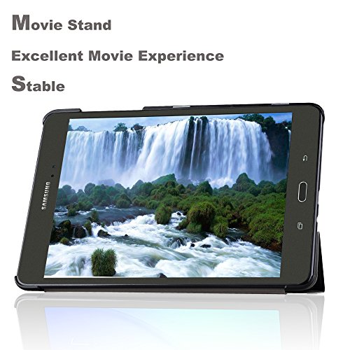 Samsung Galaxy tab A 9.7 hülle Schutzhülle, IVSO hochwertiges PU Leder Etui – mit Standfunktion und automatischem Schlaf Funktion, super 360° Anti-Wrestling, ist für Samsung Galaxy Tab A T550N/T555N 24,6 cm (9,7 Zoll) WiFi Tablet-PC perfekt geeignet, Schwarz - 2