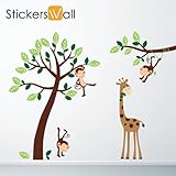 Monkey Giraffe Tree Nursery Jungle Wall Stickers
