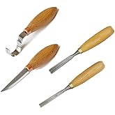 Depolife Ahşap Oyma Bı&ccedil;ak Alet Seti Kaşık Heykel Kuksa Oval D&uuml;z Oyma Yontma Bı&ccedil;ağı 4 Par&ccedil;alı Set