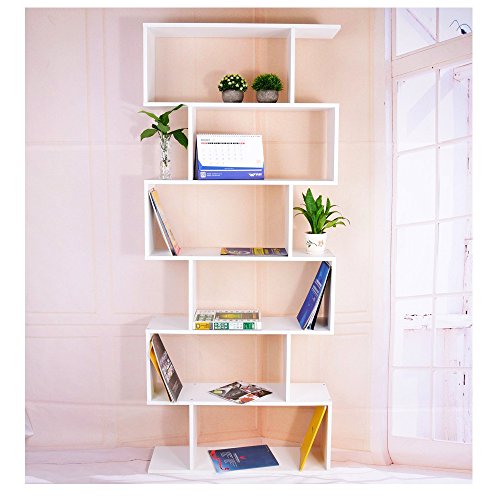 Amantine Étagère Style Échelle Bibliothèque Rangement Livre Fleur 6 Étagères pour Salle de Bain, Salon, Jardin, Taille: 80 * 23 * 192cm, Poids: 24kg (Blanc)
