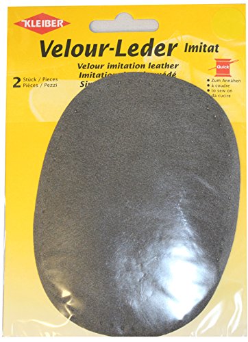 Kleiber - Parche ovalado de velvetón, imitación de cuero, color gris medio