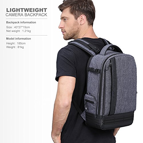 K F Concept KF13 044 Sac a Dos Appareil Photo  Sac Appareil Photo Reflex  Sac Photo  Sac Dos Reflex Ordinateur   Tr  pied Accessoires Noir pour Canon Nikon Sony Olympus Gris