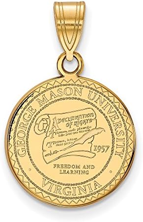 Sterling Silver w/GP LogoArt George Mason University Medium Crest Pendant
