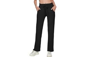 TownCat Pantalon De Yoga pour Femmes avec Poches Cordon De Tirage Pantalons De Jogging Taille Haute Sport Fitness Loisirs Pants Doux Et Confortable