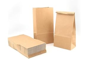 YOFADCI Paper Bags, Brown Paper Bags, Paper Bags for Food, Small Paper Bags, Disposable Lunch Bags Applicable for Sandwich, Bread, Candy, Cookies, etc. 8.3"x4.7"x2.8"/21x12x7cm 100PCS