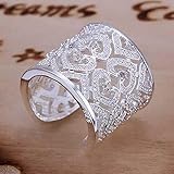 Plazo de entrega 15-25 Días GYJUN Anillos Forma de Corazón Ajustable Diario Joyas Plata de ley Mujer Anillos de Diseño 1 pieza,Ajustable Plateado , one size