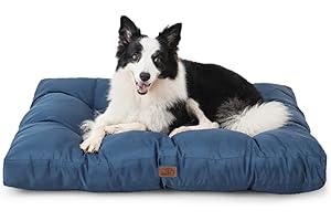 Bedsure Panier Chien Grande Taille Imperméable - Coussin Chien de Tissu Oxford, Tapis Idéal pour Chien L, Matelas Lit Chien Lavable, Bleu Marine, 91x68x10cm
