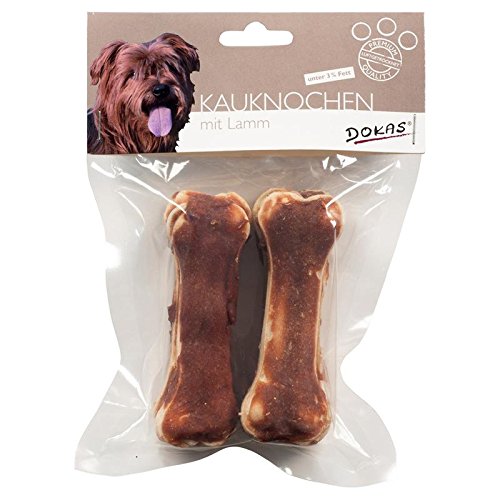 Preisvergleich Produktbild Dokas Hundesnack 10cm Kauknochen mit Lamm 2 Stück