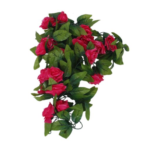 examen 2 x Guirlandes de Rose Artificielle de Mariage / Jardin /Décoration d'intérieur - Rose shocking