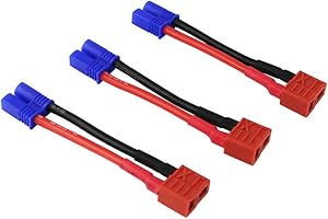 OliYin 3pcs EC2 Male to Anti-Skid T-Plug Deans Style Female Connector Adapter 16awg 1.96inch/5cm Wire for RC Lipo Battery(Pack of 3)