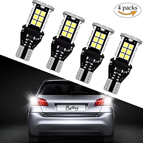 Ralbay T15/921 LED Bulb Backup Lights, 912 W16W Reverse Lights, Extremely Bright 1200 Lumens Canbus Error Free 24-SMD 3030 PX Chipsets LED Bulbs Backup Reverse Lights DC 12~24V(Pack of 4)
