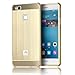 Produktbild Huawei P9 Lite Hülle,Sunroyal Ultra-dünne Metallgehäuse Hybride Alurahmen Rückwandplatine Schutzhülle,Luxus Gold Metal Frame Aluminium Metal Bumper Gehärtetem Glas Back Cover Stoßfest Kratzfeste Handy Schutzhülle Tasche Case für Huawei P9 Lite-Gold