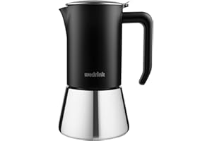 wedrink Stovetop Espresso Coffee Maker 4 Cups Stainless Steel Moka Pot for Greca, Induction, Electric & Gas Stoves(6.5 OZ/200ml)