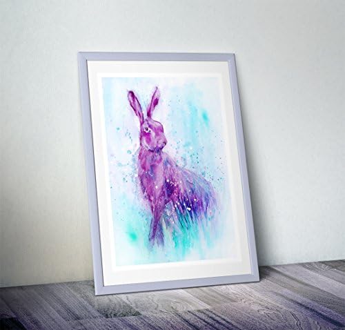 Fine Art Print of My Original Purple Hare Watercolour Painting Signed A3 A4 Wildlife Animal