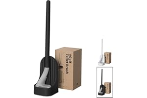 SV LIFE Brosse de Toilette en Silicone désign Club de Golf | tête Poils TPR Flexibles, Séchage Rapide, Nettoyage WC 360º | Comprend Porte-Brosse WC Anti-Goutte, Montage Mural ou Sol (1 pc, Noir)