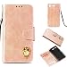 Produktbild SONY XZ1 COMPACT Hülle,Alfort SONY XZ1 COMPACT Schutzhülle, Simulations-Retro-Ledertasche Flip Wallet Lederhülle Elegant Design Premium PU Leder Hohe Qualität Tasche Case Cover Kasten Abdeckung Wallet für SONY XZ1 COMPACT Smartphone Funktion Standfunktion Unterstützte Telefone und Magnetverschluss ( Rose Gold )