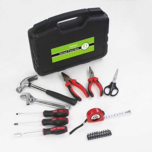 Finether 21-teilig Haushalts-Werkzeugkoffer Werkzeug-Set Handwerkzeug-Set Präzisions-Kit für die Gartenarbeit Elektriker | Handwerkzeuge steckschlüsselsatz Schraubenzieher mit werkzeugbox - 2