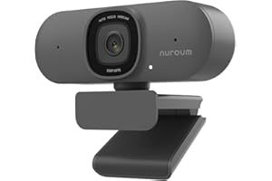 Nuroum Webcam V15-AF con Dos micrófonos con cancelación de Ruido Webcam con Enfoque automático, videollamadas HD 1080p, Amplio Campo de visión, corrección de la luz, Gris