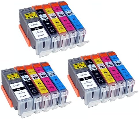 15x Compatible PGI-250 XL CLI-251 XL Ink Cartridge BK/C/M/Y for PIXMA IP7220 IP8720 IX6820 MG5420 MG5422 MG5520 MG5522 MG5620 MG5622 MG6320 MG6320 MG6420 MG6620 MG7120 MG7520 MX722 MX922