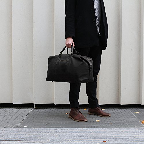Reisetasche, Schwarz – Weekender Handgepäck Duffel Travelbag [Messing Verzierung] – 23,6 Liter - 7