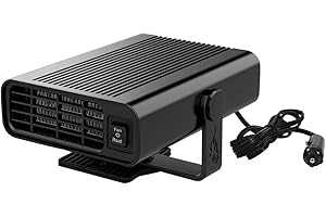 SKJJL Tragbare Auto Heizung, 12V 150W Windschutzscheibe Entfroster, 12V Tragbare Auto-Heizung Anti-Beschlag, 360° Drehbar| Zigarettenanzünder (Schwarz)