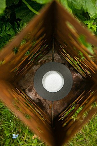 Feuersäule / Säule Metall Edelrost H: 80cm Standsäule f. Bioethanol + Brennpaste - 8
