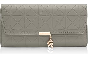 GOUNNU Carteras Largo de Mujer Largo Monedero con Bolsillo Monedero Billetera de Mujer de Gran Capacidad de PU Cuero Bolso de la Señora con 9 Compartimentos para Tarjetas de Crédito (B-Gris)