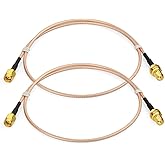 Bingfu WiFi Aerial Antenna Extension Coaxial Cable RP-SMA Male to RP-SMA Female Bulkhead Mount RG316 60cm (2-Pack) for Wirele