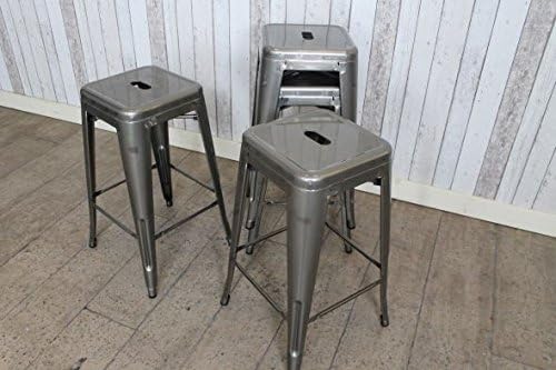 Peppermill Antiques TOLIX STYLE LOW STACKING STOOL IN GUNMETAL