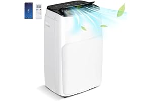 GiantexUK 7000/9000/12000BTU Portable Air Conditioner, 5-in-1 AC Unit, Heater, Dehumidifier, 2/3-Speed Fan with WiFi Smart APP, Sleep Mode, LED Display, Remote Control & 24H Timer (12000BTU, 2 Speed)