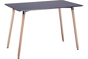 EGGREE Mesa de comedor de madera rectangular, mesa escandinava, diseño de mesa de cocina para 2 4 personas, 110 x 70 x 72 cm, color negro