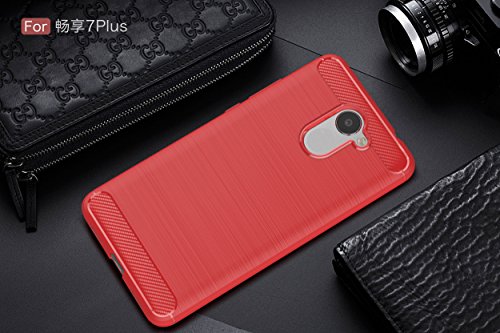 Huawei Y7 Funda  SMTR Cubierta Delgado material de silicona Funda Protective Case Cover  Dise  o durable   M  xima protecci  n contra golpes  para Huawei Y7 - Rojo