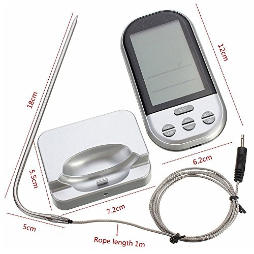 MAIKEHIGH Wireless Remote Digital-Barbecue Thermometer, Monitor Fleisch Temperaturen für BBQ Kochen, Raucher, Grill, Ofen, Fleisch - 3