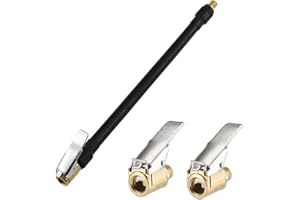 UBERMing Tuyau de Gonflage de Pneu 20 cm Noir Flexible de Gonflage d'air Tuyau d'air du Pneu avec 2 Gonfleur Pompe Tuyau Adaptateur pour Gonfler Les Pneus de Voiture