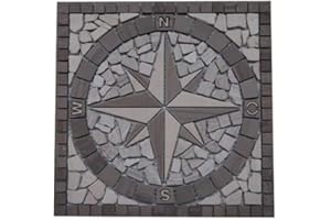 ESTILE MOSAICO Marmor Rosone 30x30 cm Kompass Windrose Naturstein Mosaik Einleger Fliesen Natur 032