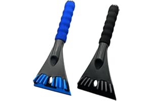 SEHAUSEU 2 pz. Raschiaghiaccio per Auto Parabrezza, Raschietto per Ghiaccio in ABS, Impugnatura Morbida Ergonomica Antiscivolo, Lunghezza 26 cm, Larghezza 11 cm, Auto Protezione in Inverno (Nero + Blu)