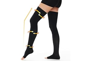 beister 15-20 mmHg Open Toe Medical Compression Stockings for Women Men, Thigh High Graduated Compression Socks with Dot Silicone Band, Support Circulation Pressure Stockings for Varicose Veins, Edema