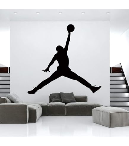 Autocollant Mural Sportif Basket-ball - Décalcomanie Amovible 57x53 Cm - Noir, Pour Chambre, Salon