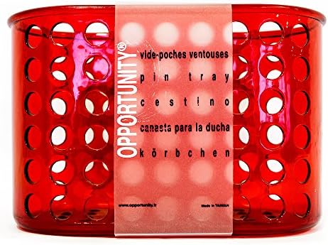 Basket of Plastic With Suction Cups for the Shower Size: Width 19 cm, height 13 cm, Deep 10 cm red