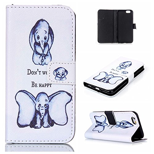 Uming® Retro patrón de colores de impresión de la PU del Caja Caso Case Cover [ para IPhone6Plus IPhone6SPlus IPhone 6Plus 6SPlus ] Colorful Pattern Stand Holder Holster el modelo colorido pistolera del tirón con el sostenedor del soporte del sostenedor del teléfono móvil de la cáscara protectora de la célula caso de la cubierta del bolso - 2 Dumbo