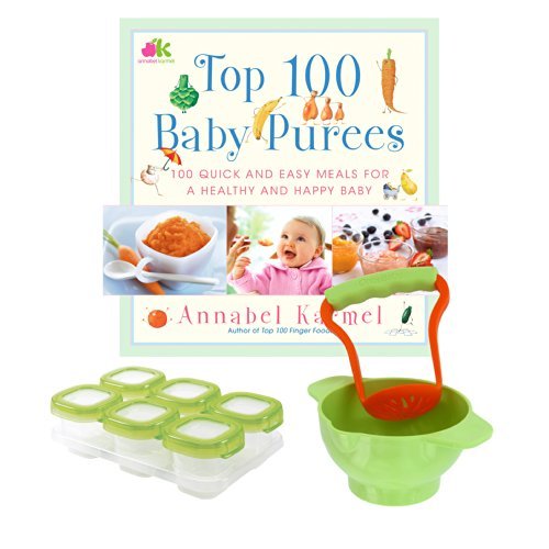 Top 100 Baby Purees Book with OXO Tot 2 Ounce Storage Cubes & Crush and Eat Bowl