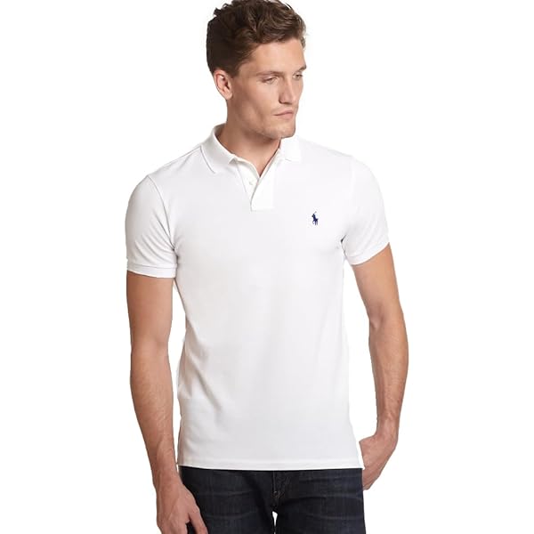 Ralph Lauren Slim Fit Stretch Mesh Pique Polo, white, M : Amazon