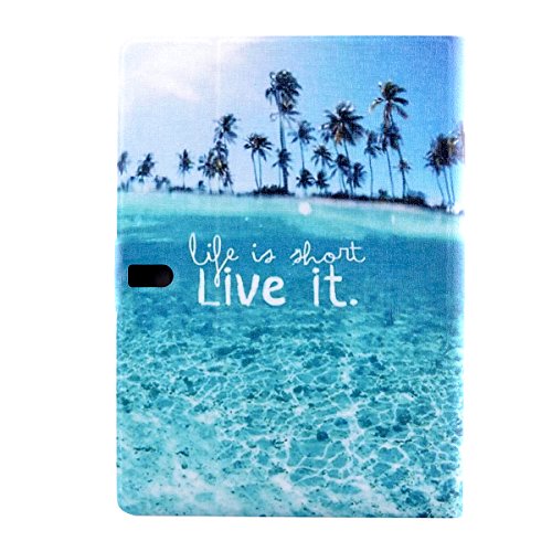 Samsung Galaxy Tab S 10.5 zoll (T800/T805) hülle Hardcase, Ekakashop Galaxy Tabs T800/T805 Tasche Handytasche Handyhülle, Kreativ Blau Kokosnussbaum Meer Muster Flip Buchstil Schale Magnet PU Leder Case Cover Etui Schutzhülle Ledertasche Lederhülle für Galaxy Tab S 10.5“ (T800/T805) – Blau Kokosnussbaum + 1 x Kostenlos Ständer (Farbe Random) - 3