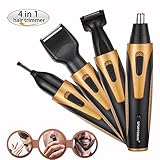 Nose Hair Trimmer, Rechargeable Electric 4 in 1 Set for Trimming Nose&Ear Hair, Eyebrow, Sideburn and Beard Clipper for Men/Women, YUMOMO Waterproof Rotating Blade (Not USB Charging, Gold)