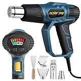 DETLEV PRO Décapeur Thermique, Pistolet à Air Chaud avec Affichage LED, 2000W 230V 50Hz Température et Débit d'Air Réglables 50°C-600°C 300-500 L/min 4 Buses et un Racloir Fournis, GW2000LED