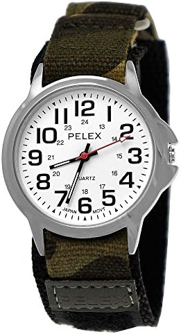 Pelex London Camouflage Kid's Watch Boy's Watch Analogue Quartz Bracelet Watch Black/Silver/White/Green/Grey Fabric Nylon Velcro Fastening Children's Girl's Japanese Quality Movement