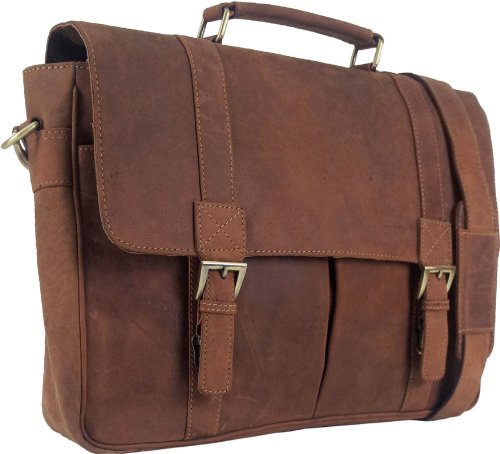 UNICORN Echt Leder 16.4" laptop Tasche Messenger Aktentasche Cognac Tan bag #3J